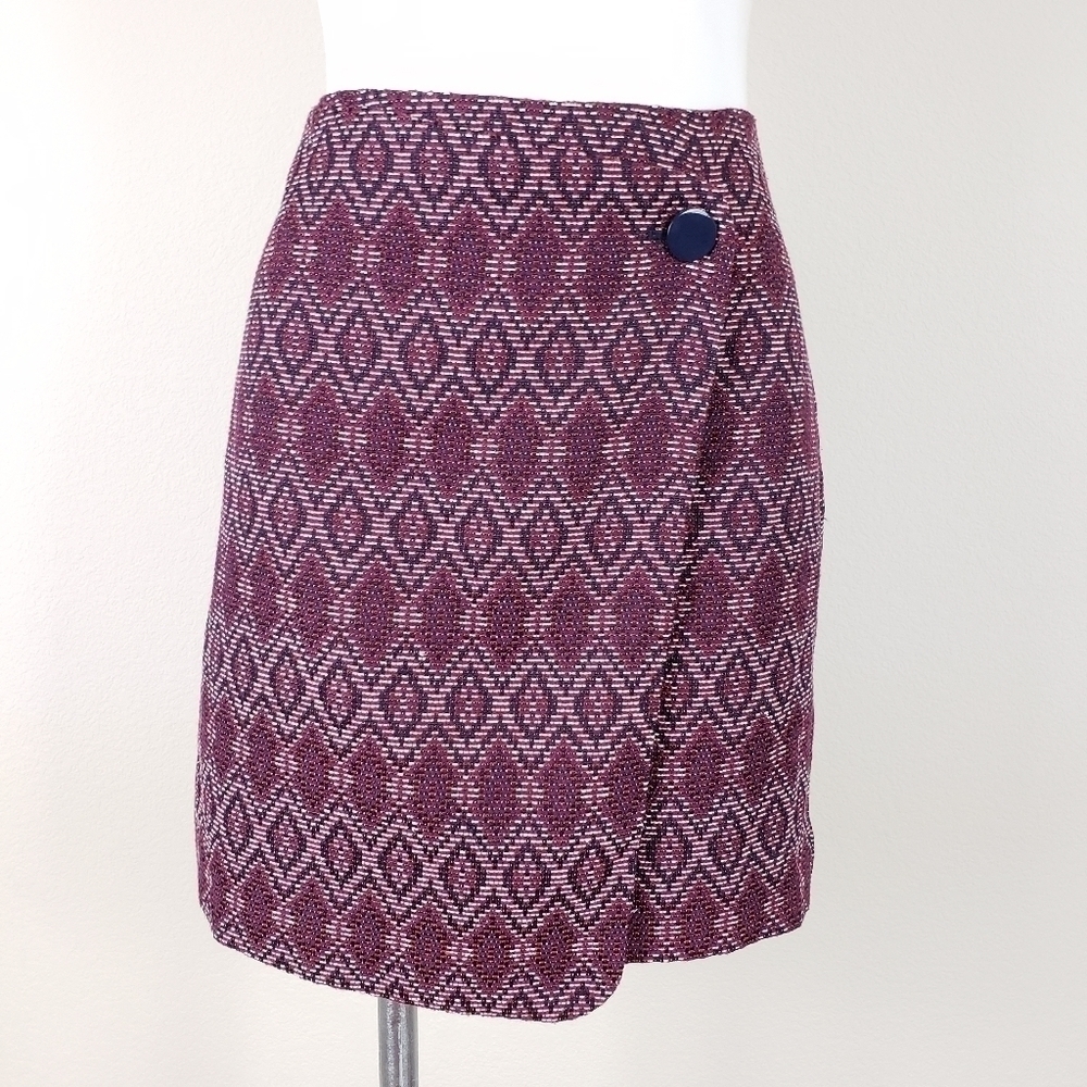 Loft Diamond Button Wrap Red Skirt, Size 4, 8